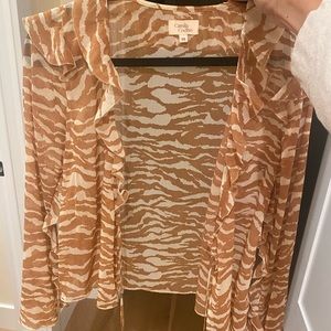 Camila Coelho Tan Zebra Print Blouse